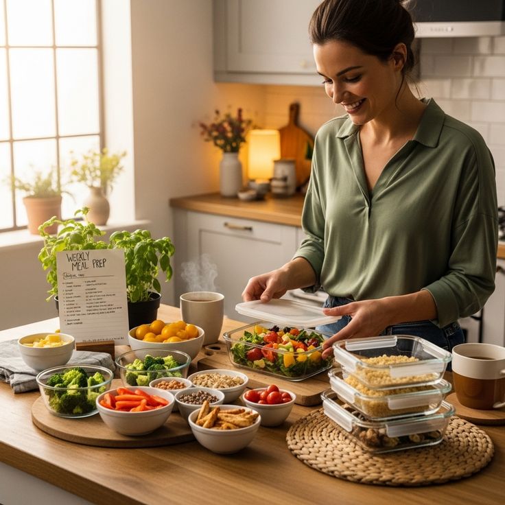 Hands arranging fresh produce on a kitchen counter for meal preparation